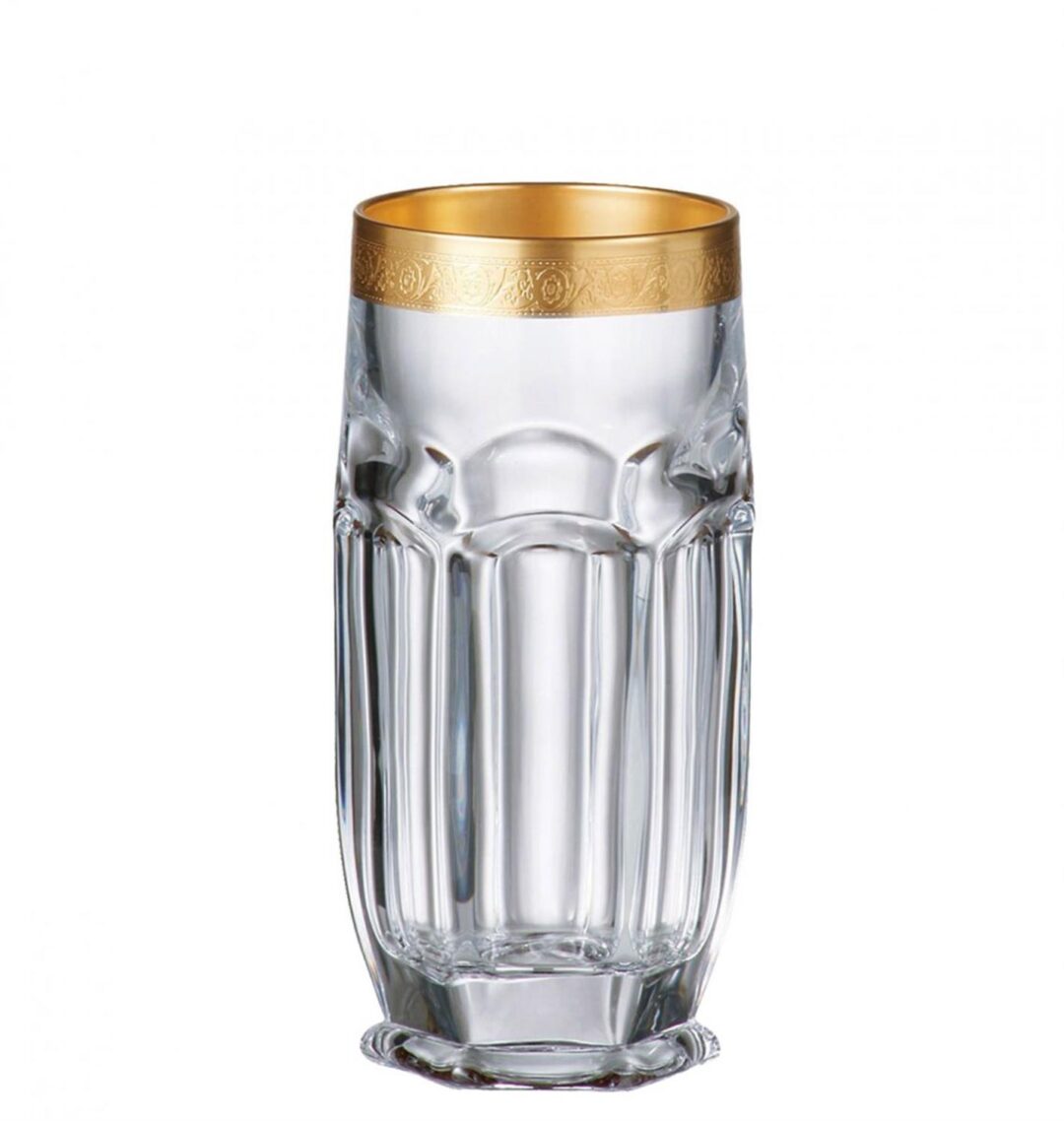 S/6 Ποτήρι σωλήνας κρυστάλλινο Bohemia Safari Gold 300ml 7.5x15.5εκ
