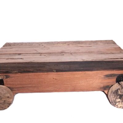 Τραπέζι σαλονιού Car ξύλινο TEAK καφέ 100x60x35cm Home Plus 04.01.0005