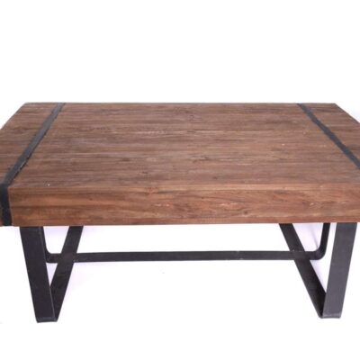 Τραπέζι σαλονιού ξύλινο TEAK/μεταλλικό καφέ/μαύρο 110x70x40cm Home Plus 04.01.0006