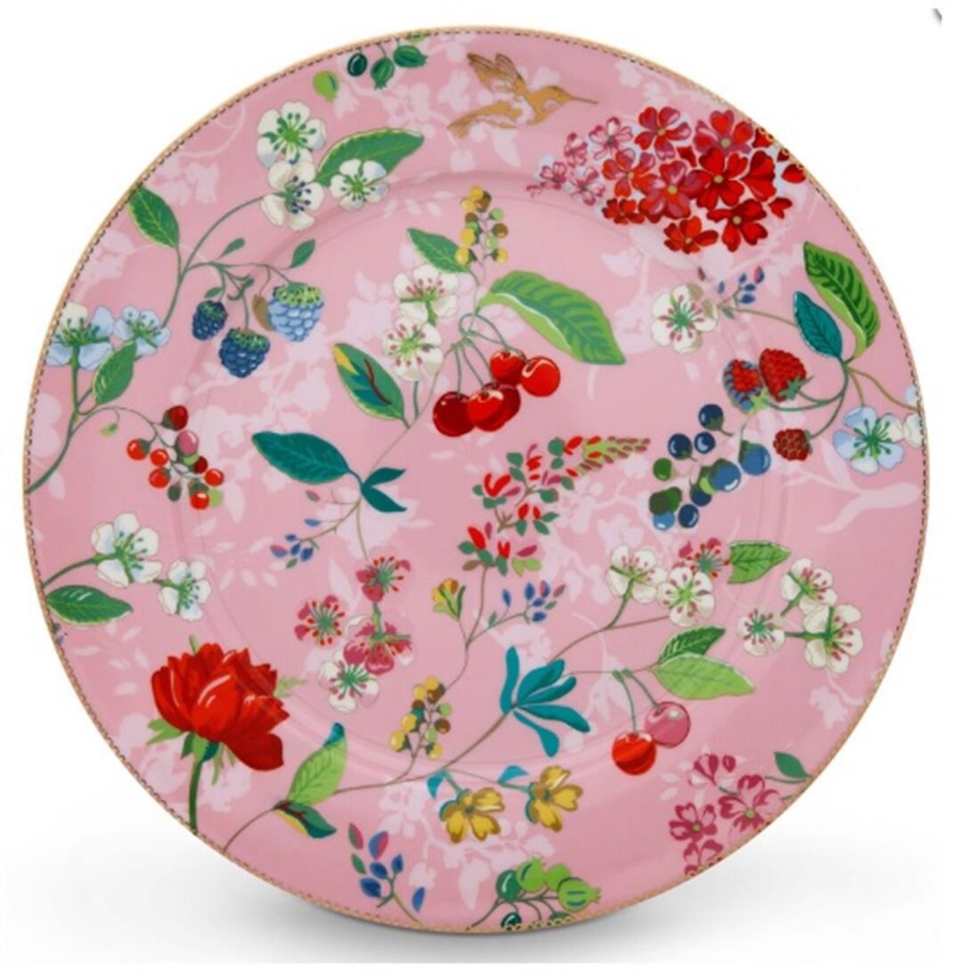 Πιατέλα Floral Hummingbirds πορσελάνινη ροζ/φλοράλ Δ-31cm Pip Studio 51001160