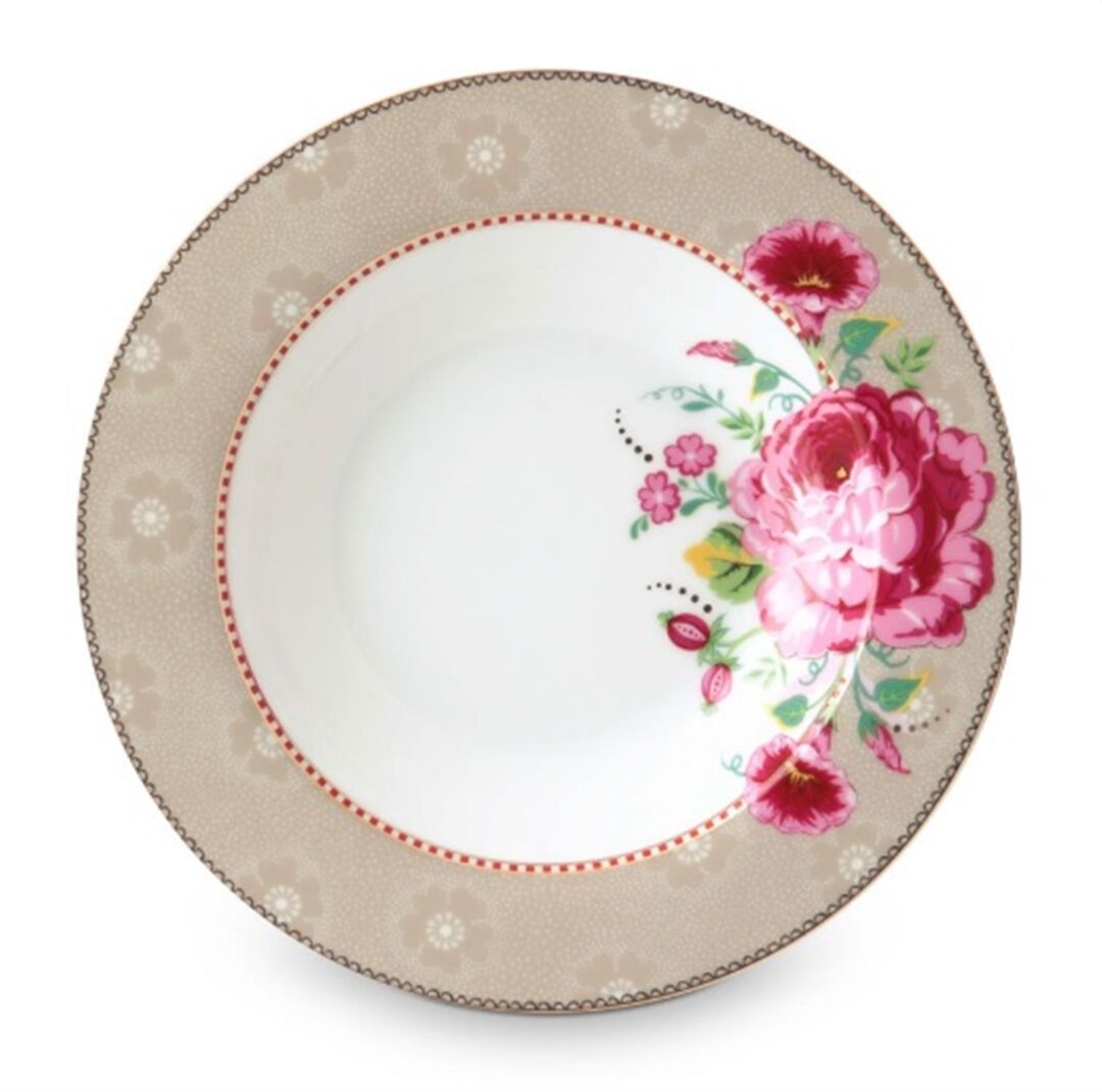 Πιάτο σούπας Floral Rose πορσελάνινο χακί Δ-21.5cm Pip Studio 51001167