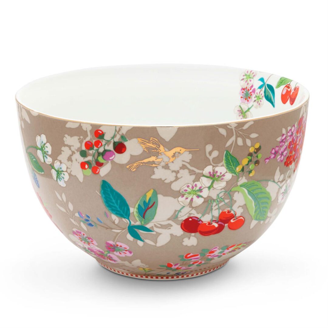 Μπωλ Floral Hummingbirds πορσελάνινο χακί Δ-23cm Pip Studio 51003084