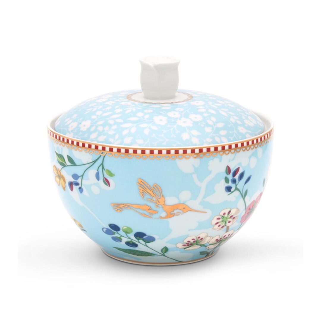 Ζαχαριέρα Floral Hummingbirds 280ml πορσελάνινη γαλάζια Δ-11cm Pip Studio 51008030