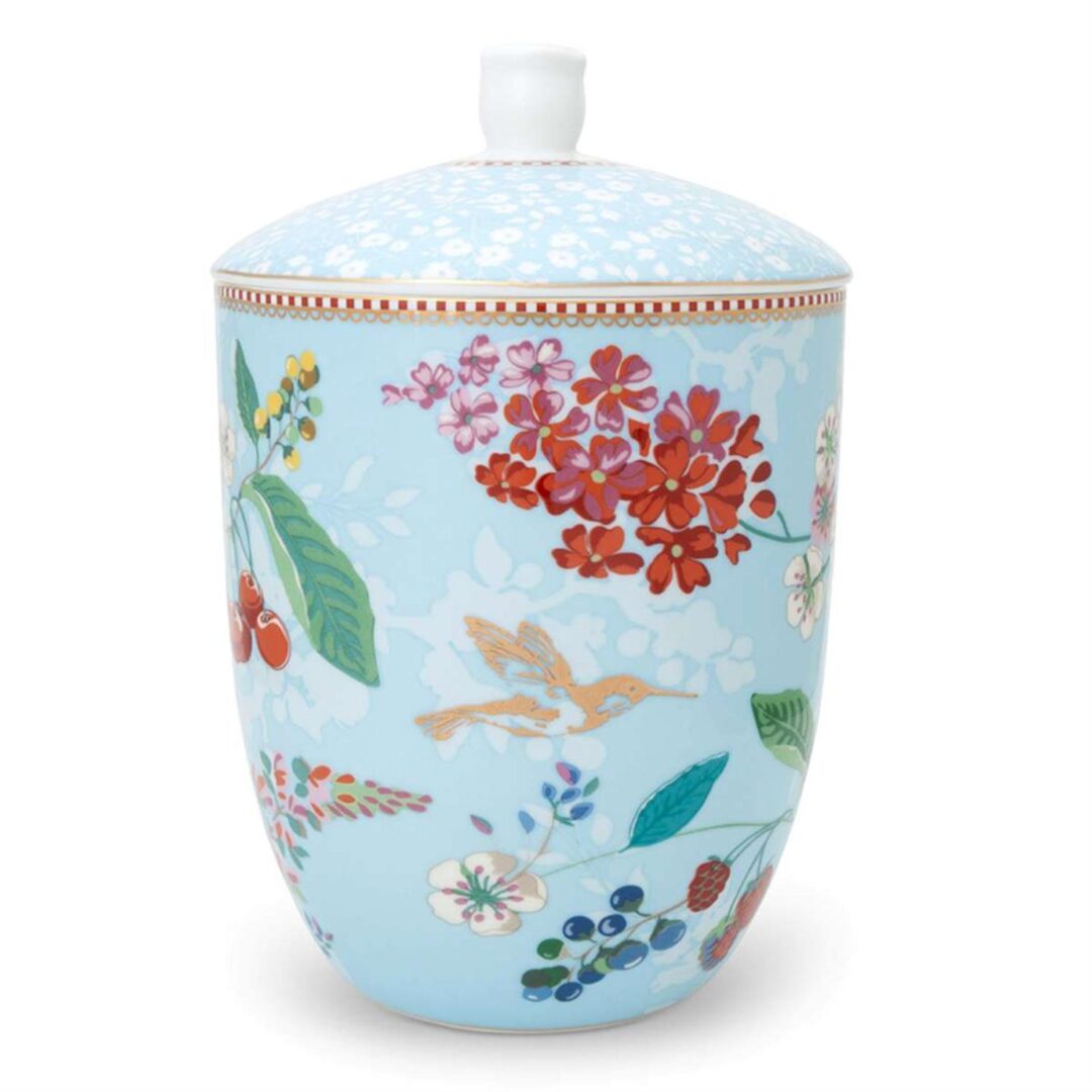 Βάζο αποθήκευσης Floral Hummingbirds 1500ml πορσελάνινο γαλάζιο Pip Studio 51009025