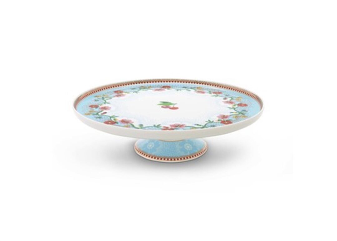 Πιατέλα με πόδι Floral Cherry πορσελάνινη γαλάζια Δ-21cm Pip Studio 51010019