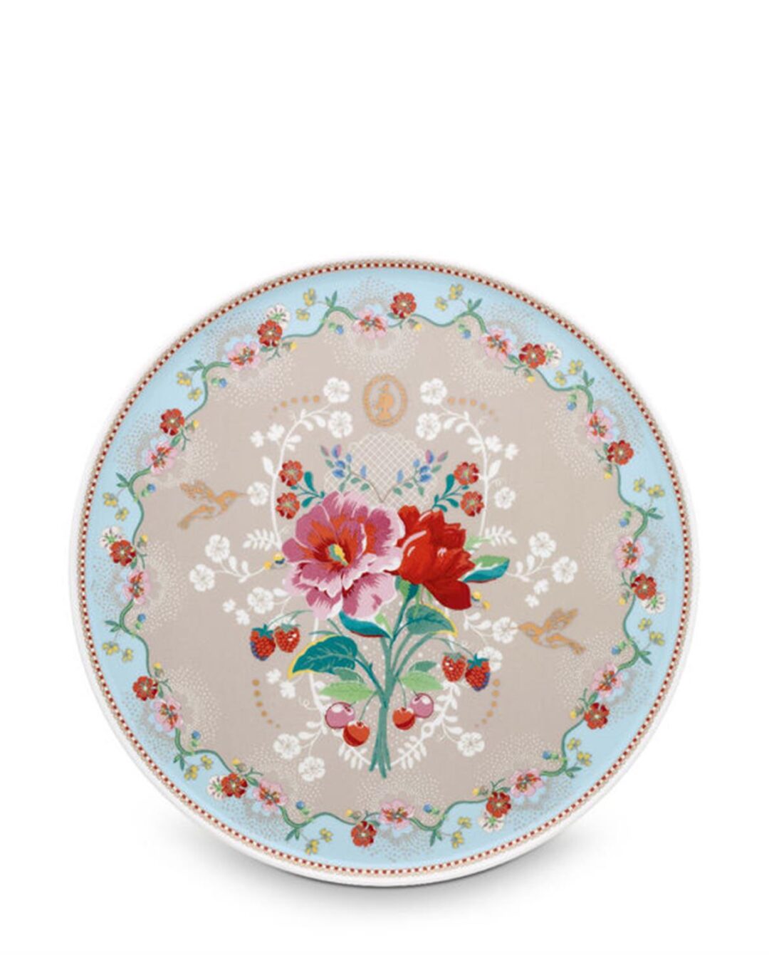 Πιατέλα με πόδι Floral Rose πορσελάνινη χακί Δ-30.5cm Pip Studio 51010021