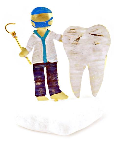 Χειροποίητο διακοσμητικό επιτραπέζιο Σύμβολο οδοντίατρος ορειχάλκινο 7x9cm