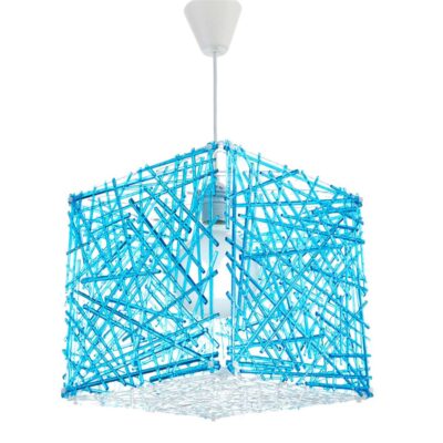 Φωτιστικό οροφής μονόφωτο κρεμαστό Κύβος plexiglass μπλε 30x30cm Inlight 4339-BLUE