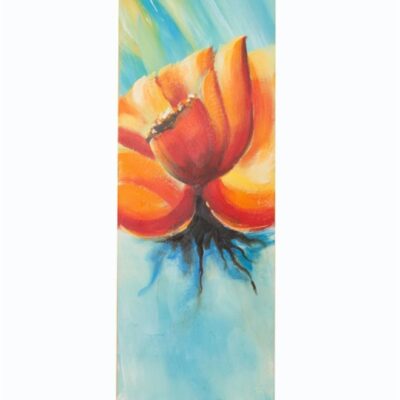 Πίνακας χειροποίητος σε καμβά πορτοκαλί λουλούδι 30x90cm