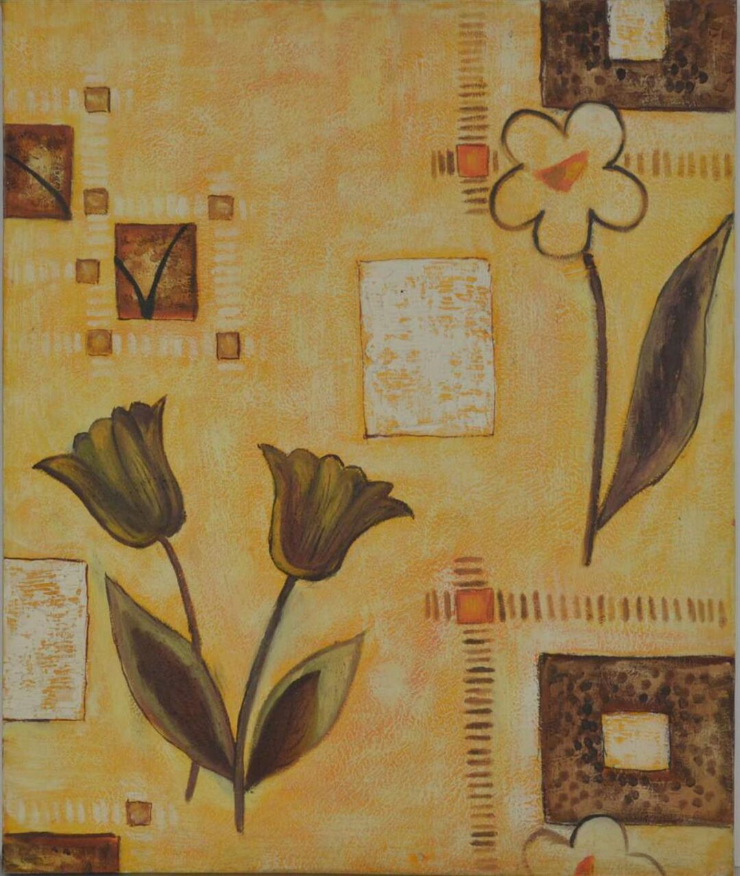 Πίνακας χειροποίητος σε καμβά λουλούδια 61x51cm