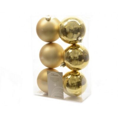 S/6 Χριστουγεννιάτικες μπάλες πλαστικές χρυσές 2 σχέδια Δ8cm Kaemingk 022050