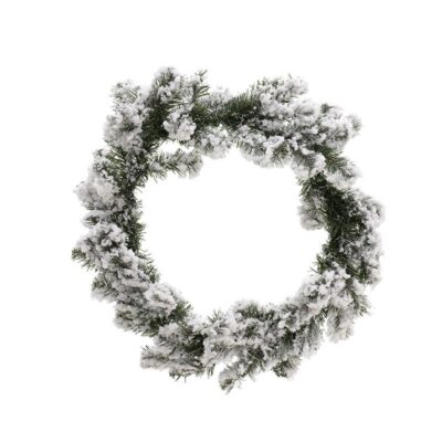 Χριστουγεννιάτικο στεφάνι με χιονισμένες βελόνες pvc πράσινο/λευκό 50x50cm Inart 2-85-125-0021