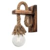 Απλίκα μονόφωτη ξύλινη με σχοινί καφέ 14x26cm InLight 43402