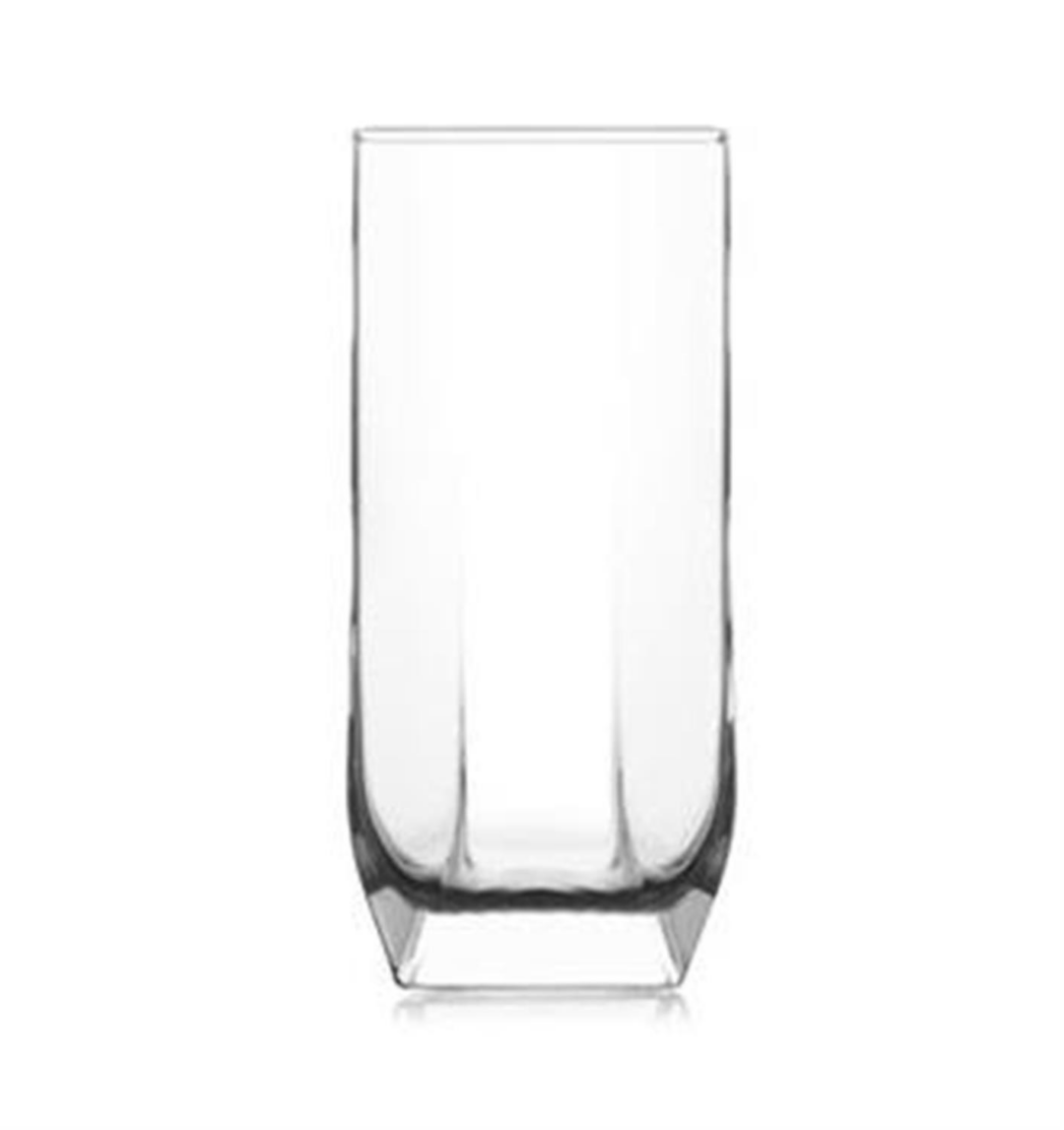 Γυάλινο ποτήρι σωλήνας με τετραγωνισμένη βάση 320ml σετ 6 τεμαχίων