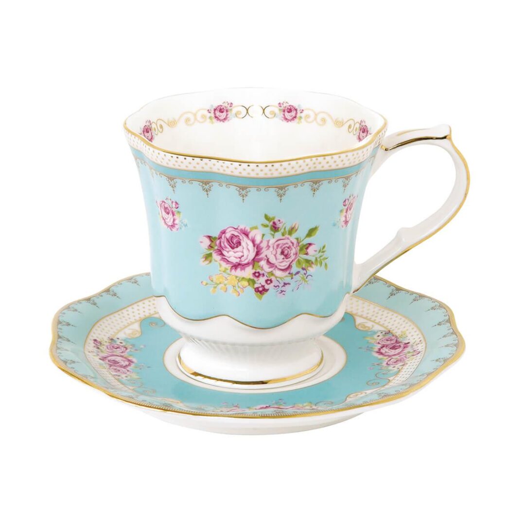 Φλιτζάνι τσαγιού με πιατάκι Heritage Blue 250ml πορσελάνινο γαλάζιο σε συσκευασία δώρου Easy Life 1514ΗΕΒL