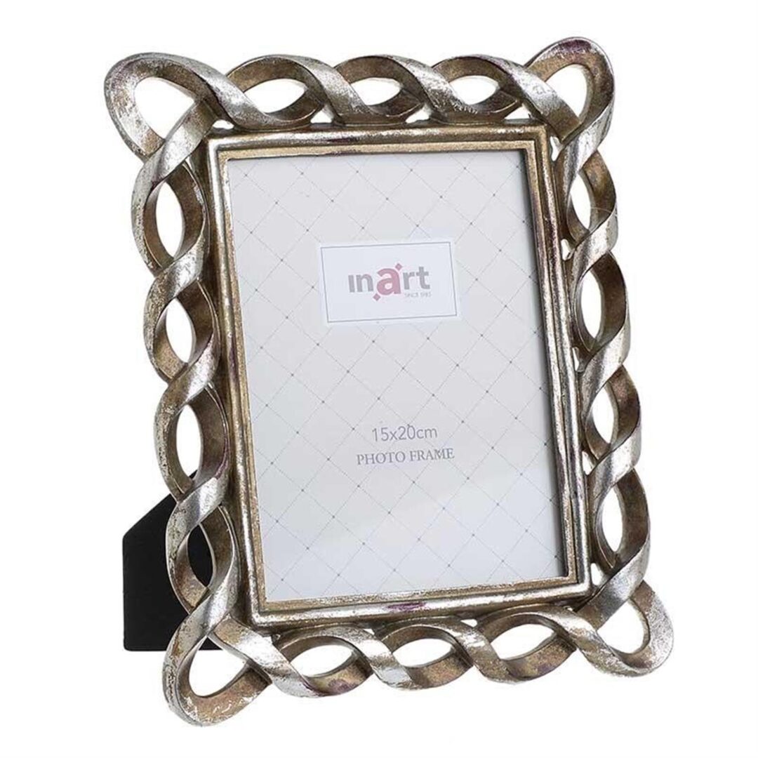 Κορνίζα πλέγμα polyresin αντικέ ασημί 15x20cm Inart 3-30-117-0048