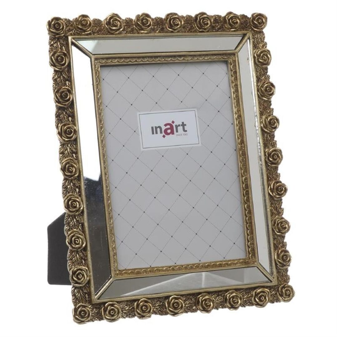 Κορνίζα polyresin με καθρέπτη αντικέ χρυσή 13x18cm Inart 3-30-634-0117