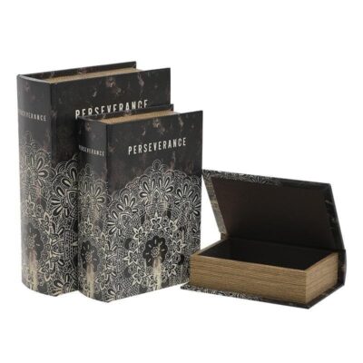S/2 Κουτί διακοσμητικό Βιβλίο pu μαύρο/λευκό 21x8x29cm Inart 3-70-106-0049