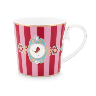 Κούπα 150ml Love Birds ριγέ πορσελάνινη κόκκινη/ροζ Pip Studio 51002034