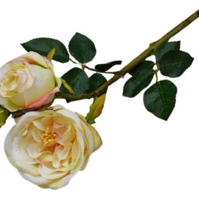 Διακοσμητικό λουλούδι τριαντάφυλλο τρίκλωνο υφασμάτινο εκρού 43cm