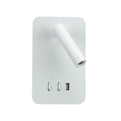 Απλίκα LED μεταλλική λευκή με ενσωματωμένη θύρα usb 11x18cm InLight 43417-WH