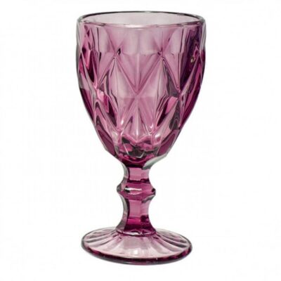 S/6 Ποτήρι κρασιού με πόδι ρόμβος 250ml γυάλινο μωβ Marva 765008