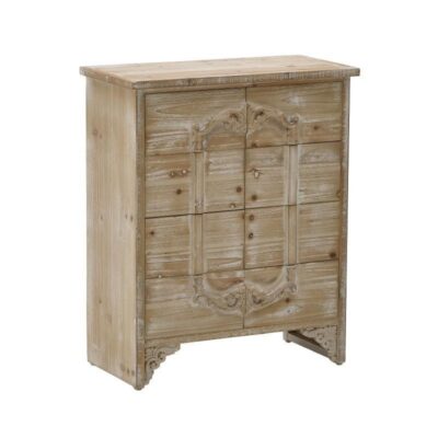 Συρταριέρα ξύλινη natural/λευκό 56x32x78cm Inart 3-50-156-0076
