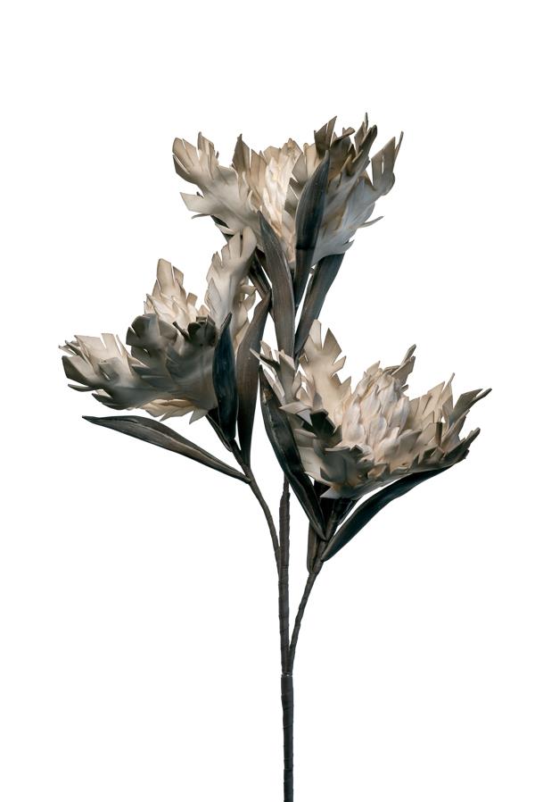 Λουλούδι διακοσμητικό τριπλό κοφτό κρεμ/καφέ
