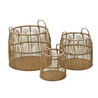 S/3 Καλάθι bamboo natural μπεζ 46x38cm Inart 3-70-935-0006