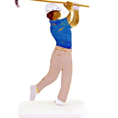 Χειροποίητο διακοσμητικό επιτραπέζιο αθλητής γκολφ ορειχάλκινο πολύχρωμο 3x9cm