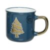 Κούπα χριστουγεννιάτικη δέντρο stoneware γυαλιστερή μπλε/χρυσή 9.4x7.5x8.6cm