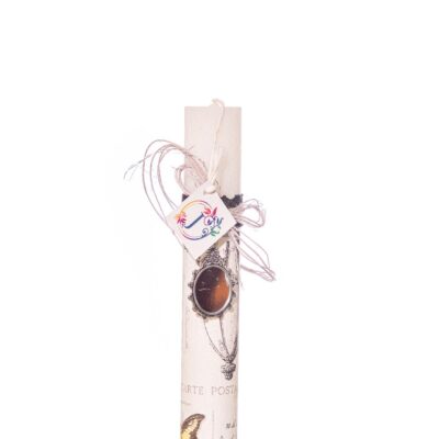 Λαμπάδα Πολυέλαιος χειροποίητη αρωματική λευκή στρόγγυλη με καθρεπτάκι 25x3cm