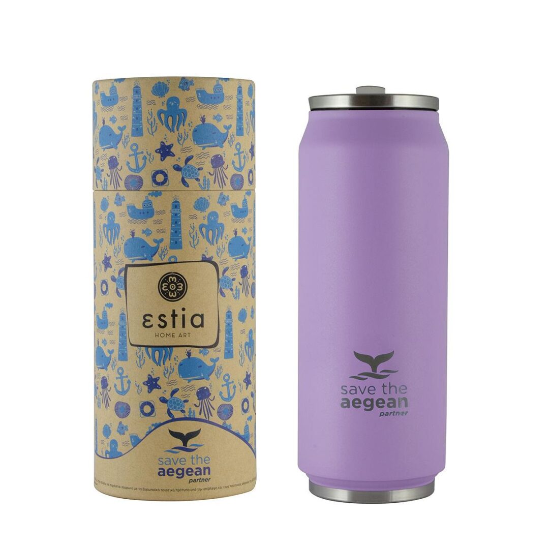 Θερμός/Travel cup Save the Aegean με βουρτσάκι καθαρισμού 500ml μωβ Estia 01-8581