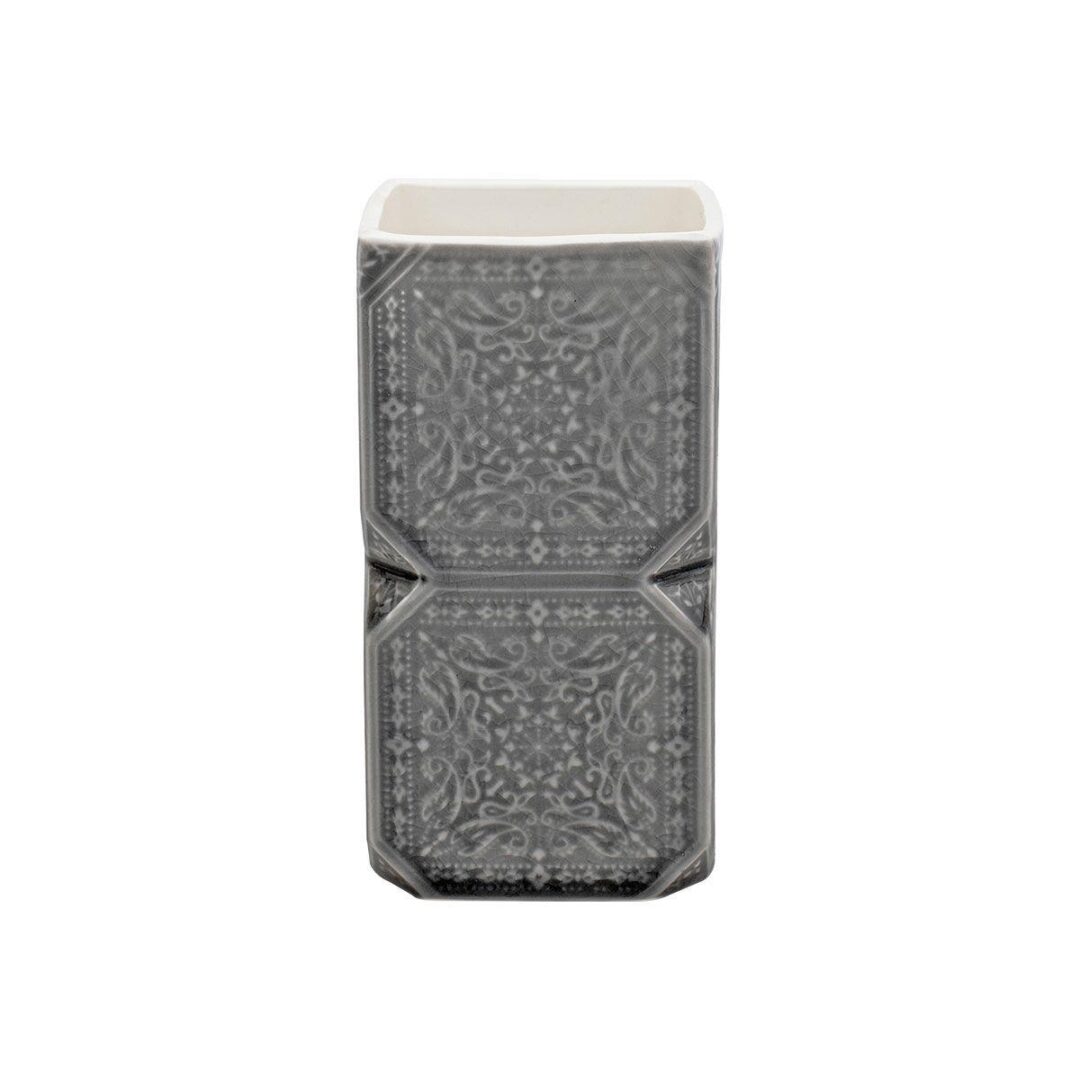Ποτηράκι μπάνιου Feng Shui κεραμικό γκρι 6.7x6.7x12.9cm Estia 02-11444