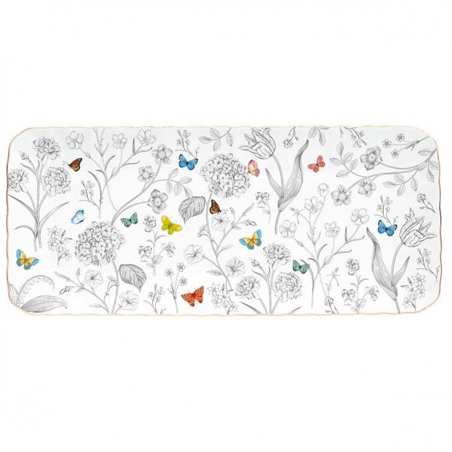 Πιατέλα Fleurs Papillons πορσελάνινη πολύχρωμη 36x16cm σε συσκευασία δώρου Easy Life 1289FLEP
