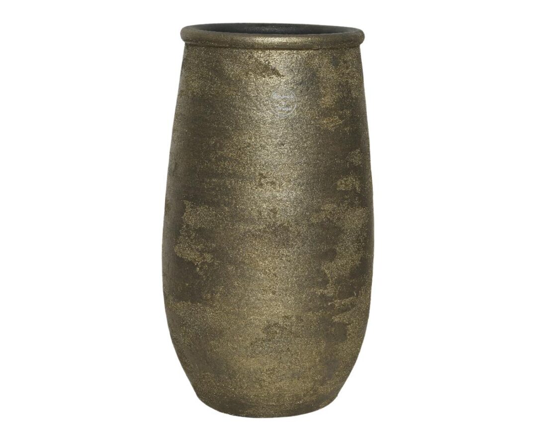 Βάζο διακοσμητικό terracotta αντικέ χρυσό 22x22x40cm