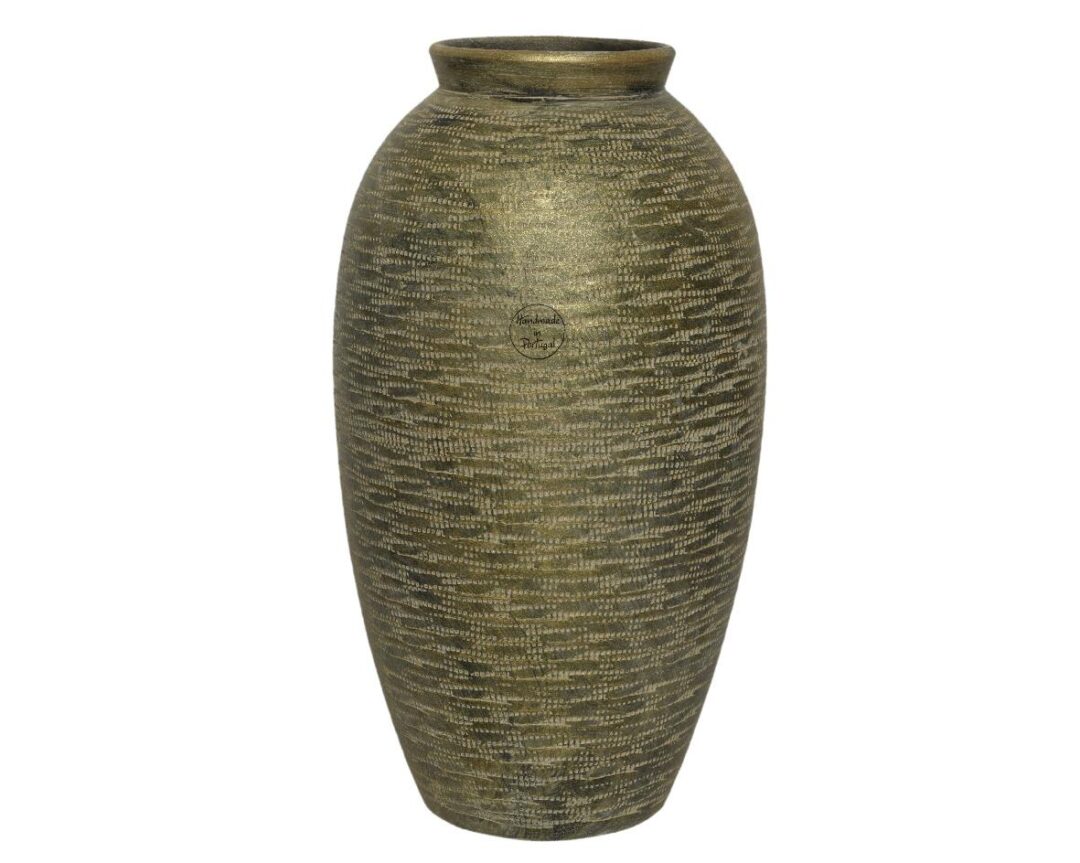 Βάζο διακοσμητικό terracotta αντικέ χρυσό 22x22x40cm