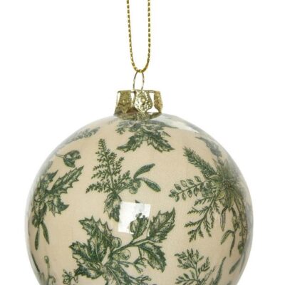 Χριστουγεννιάτικη μπάλα κρεμαστή κλαδιά foam λευκή/πράσινη Δ8cm