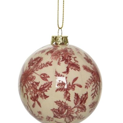 Χριστουγεννιάτικη μπάλα κρεμαστή κλαδιά foam λευκή/κόκκινη Δ8cm