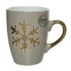 Κούπα χριστουγεννιάτικη χιονονιφάδα stoneware γυαλιστερή γκρι/χρυσή 11x8.1x10.3cm