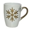 Κούπα χριστουγεννιάτικη χιονονιφάδα stoneware γυαλιστερή λευκή/χρυσή 11x8.1x10.3cm