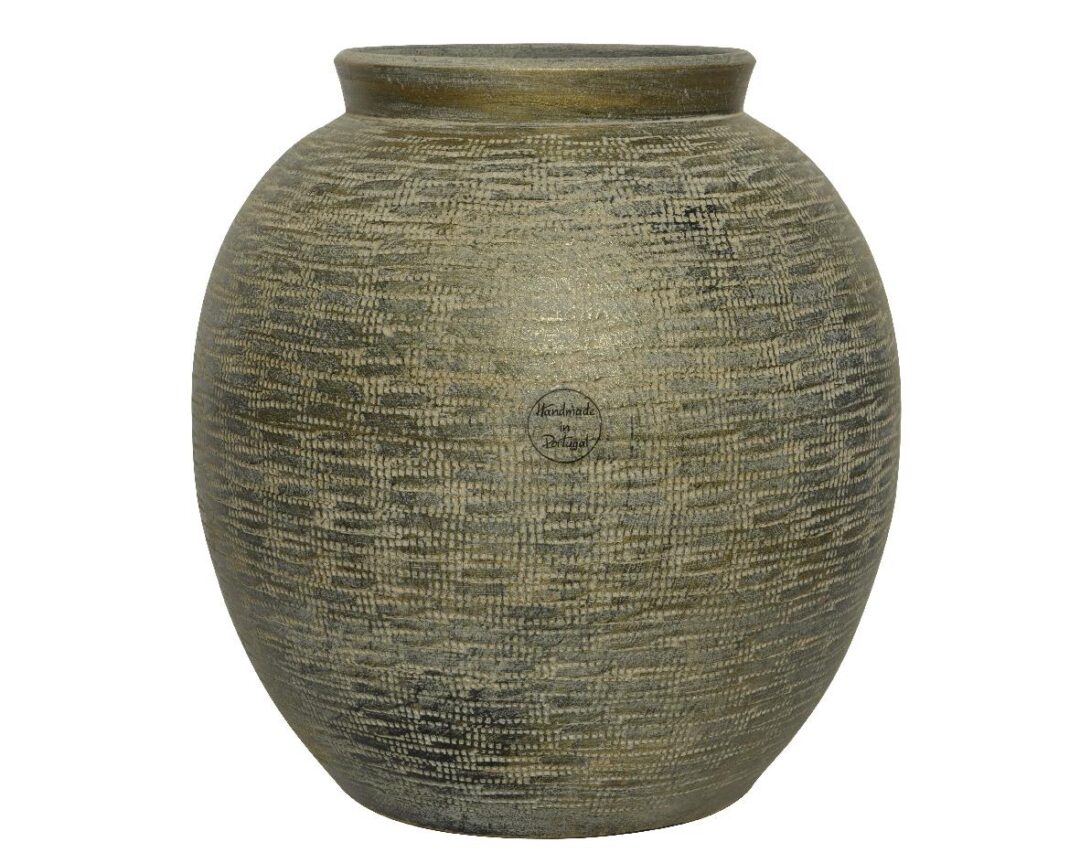 Βάζο διακοσμητικό terracotta αντικέ χρυσό 28x28x30cm