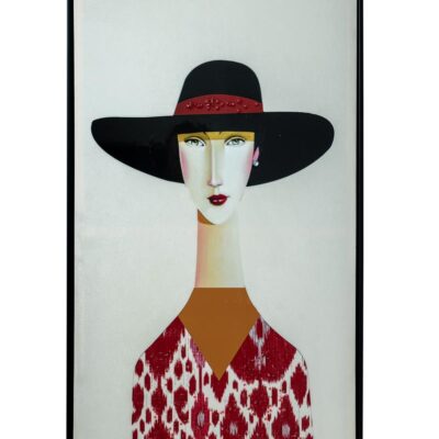 Πίνακας σε καμβά με κορνίζα γυναίκα γυαλιστερός πολύχρωμος 52.5x102.5x3.5cm