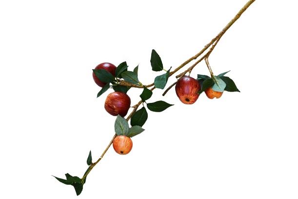 Διακοσμητικό λουλούδι κλαδί μήλα κόκκινο/πράσινο 84cm