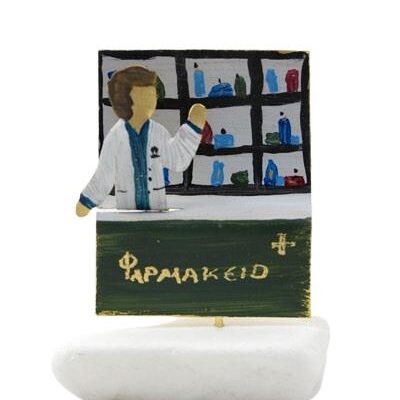 Χειροποίητο διακοσμητικό επιτραπέζιο Φαρμακοποιός άντρας ορειχάλκινο πολύχρωμο 7x6cm