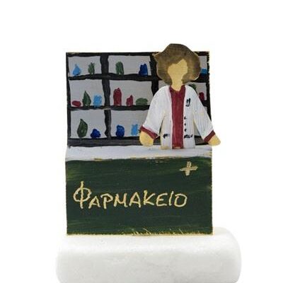 Χειροποίητο διακοσμητικό επιτραπέζιο Φαρμακοποιός γυναίκα ορειχάλκινο πολύχρωμο 7x6cm