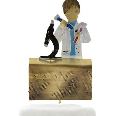 Χειροποίητο διακοσμητικό επιτραπέζιο Μικροβιολόγος άντρας ορειχάλκινο πολύχρωμο 10x7cm