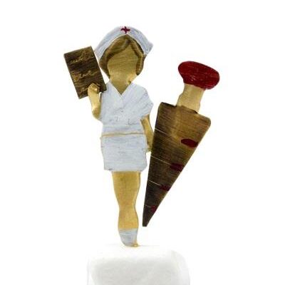 Χειροποίητο διακοσμητικό επιτραπέζιο Νοσοκόμα ορειχάλκινο πολύχρωμο 9x5cm