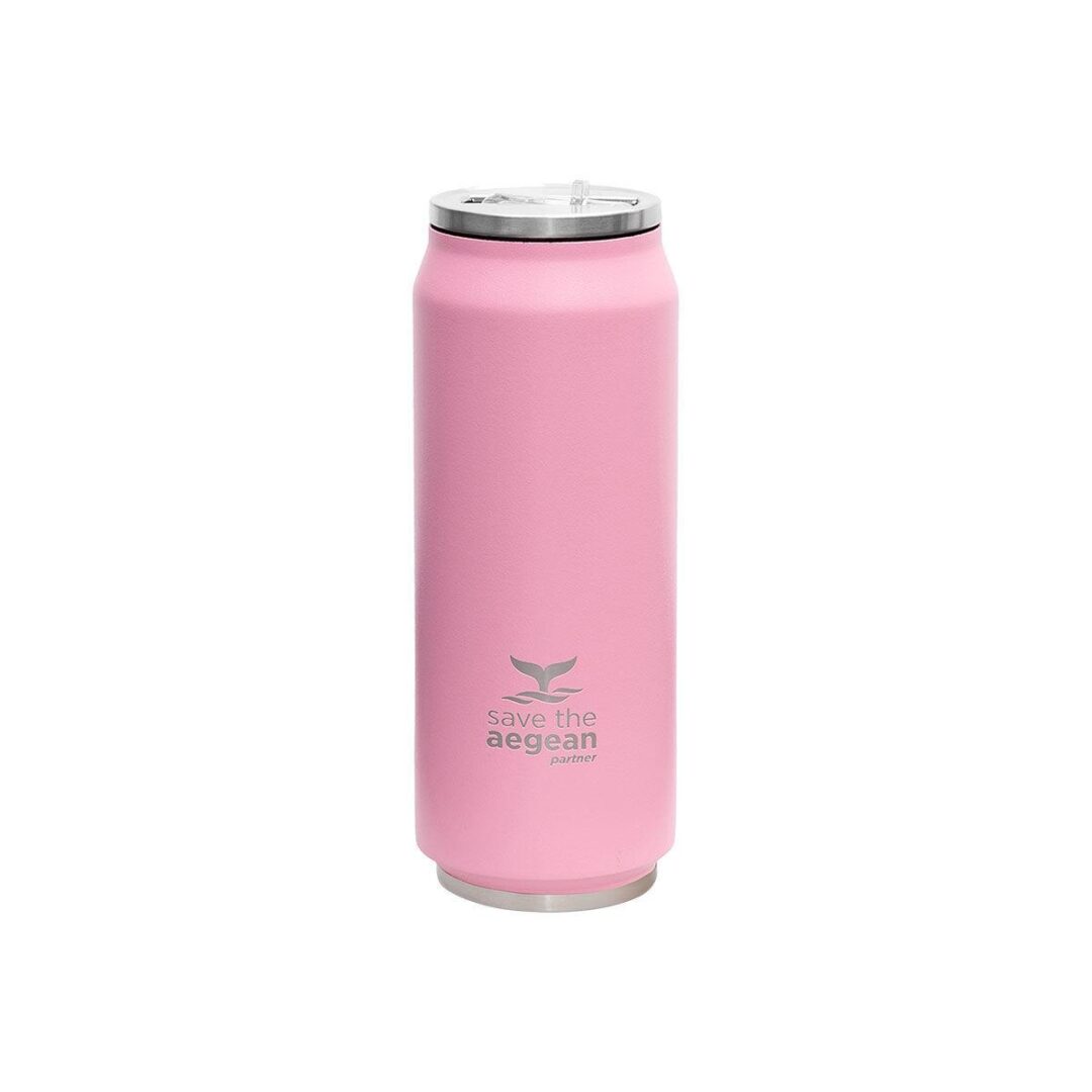 Θερμός/Travel cup Save the Aegean με βουρτσάκι καθαρισμού 500ml ροζ Estia 01-10317