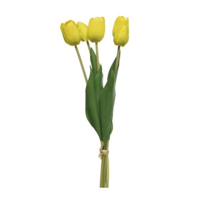 Διακοσμητικό λουλούδι 5 τουλίπες μπουκέτο κίτρινο Υ49cm
